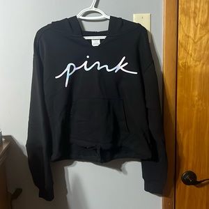 PINK brand cropped sweatshirt with hood.